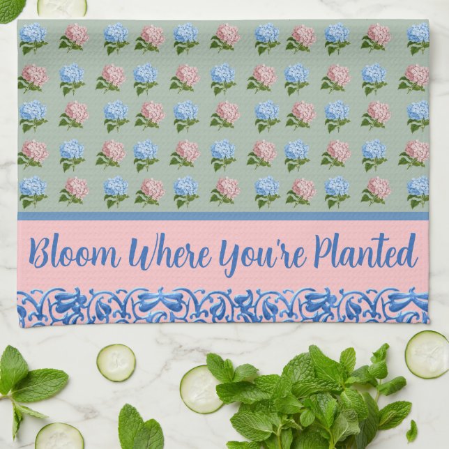 Bloom där du är planerad Pastellblomma Kökshandduk (Vikta)