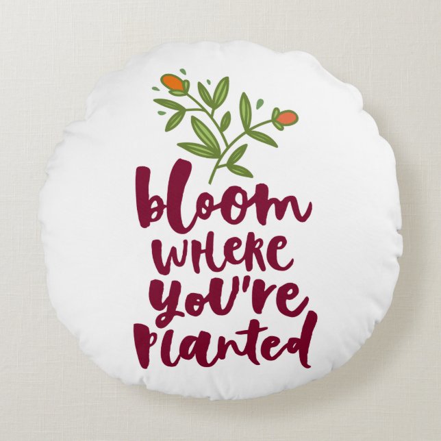 Bloom där du är planerad rund kudde (Framsidan)