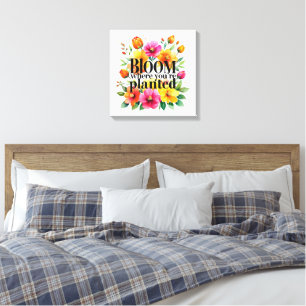 Bloom där du är planerad - Vibrant Blommigt Motiva Canvastryck