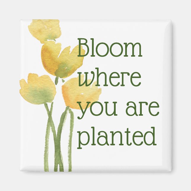 Bloom där du är planerad Watercolor Wildblomma Magnet (Framsidan)
