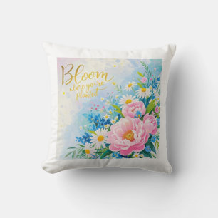 Bloom där du placerar Vibrant-vattenfärger Kudde