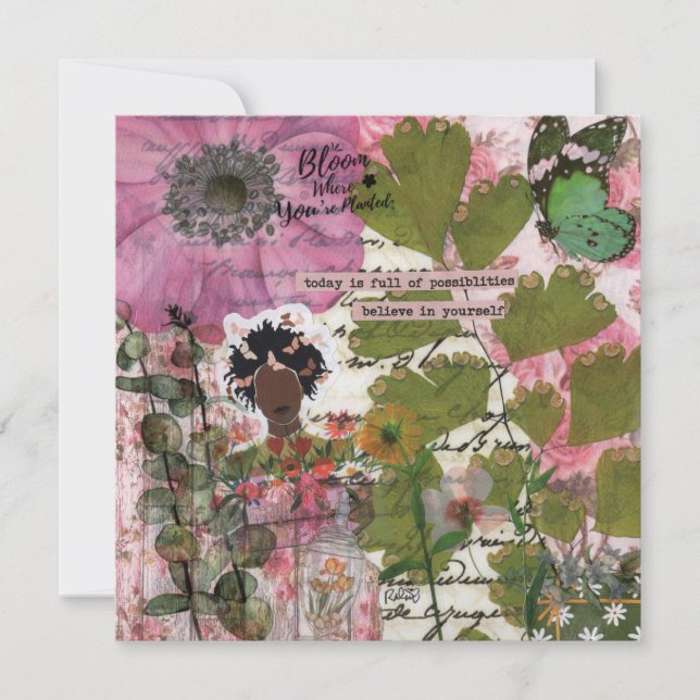 Bloom där Planerat platta gratulationskort (Framsida)