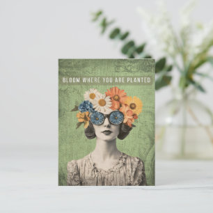 Bloom där planterad surrealistisk blomma kvinnor vykort