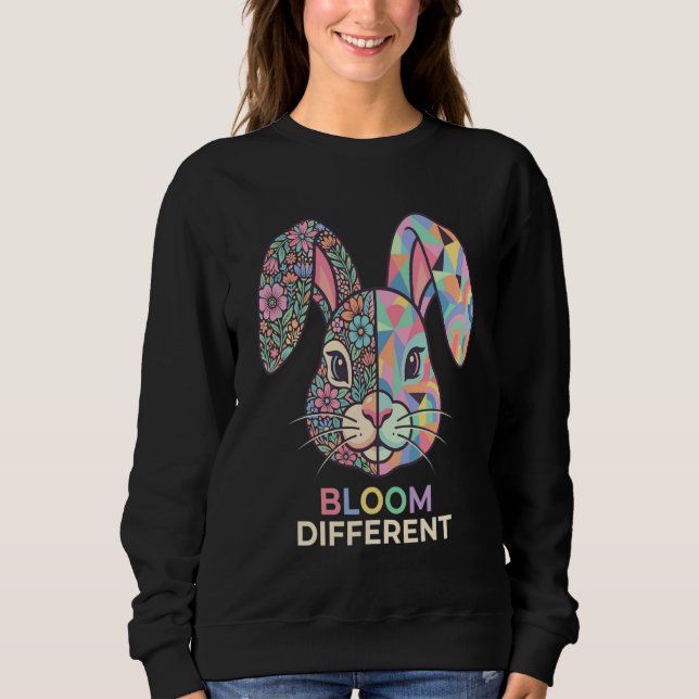 Bloom Different Floral Geometric Bunny Sweatshirt T Shirt (Framsida)