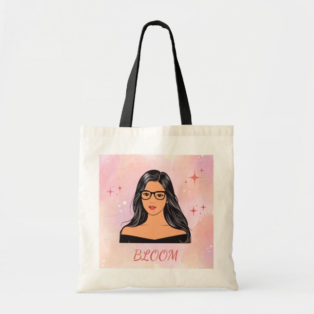 Bloom Estetisk Flicka Totebag Tygkasse (Framsidan)