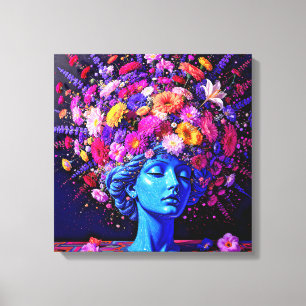 "Bloom Eternity" - En färgstark surreal Porträtt Canvastryck