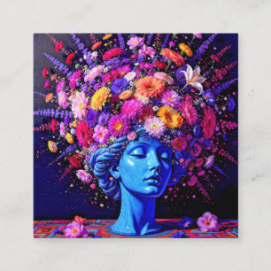 "Bloom Eternity" - En färgstark surreal Porträtt Fyrkantigt Visitkort