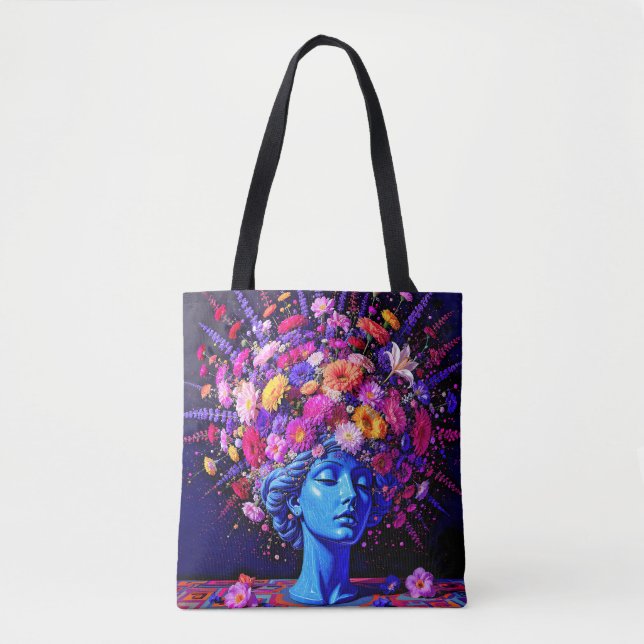 "Bloom Eternity" - En färgstark surreal Porträtt Tygkasse (Framsida)