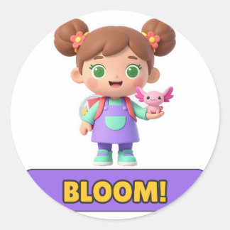 Bloom! Flicka med blombrickor Klistermärke - Die-C