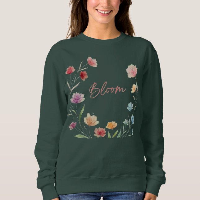 Bloom Floral Soft Pastel Botanical Design T Shirt (Framsida)