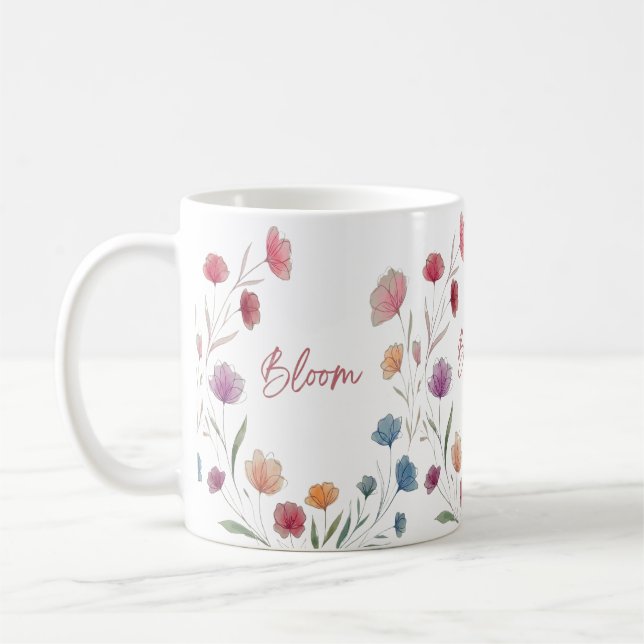 Bloom Floral Soft Pastel Botanical Inspirational  Kaffemugg (Vänster)