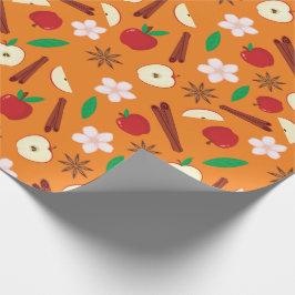 Bloom Flowers, Star Anise, Cinnamon Fall Sömlös Presentpapper