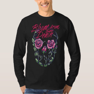 Bloom från Död Pastel Goth Blommigt Röd ros Skul T Shirt