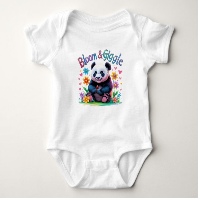 Bloom & Giggle Baby Panda ett års utfall T Shirt (Framsida)