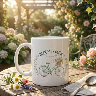 Bloom & Glow Vintage Blommig Cykel Vår Estetik Kaffemugg