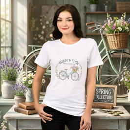 Bloom & Glow Vintage Blommig Cykel Vår Estetik T Shirt