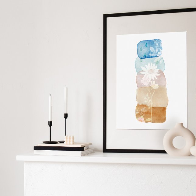 Bloom & Grow Abstrakt Watercolor Wildblommor Poster (Skapare uppladdad)
