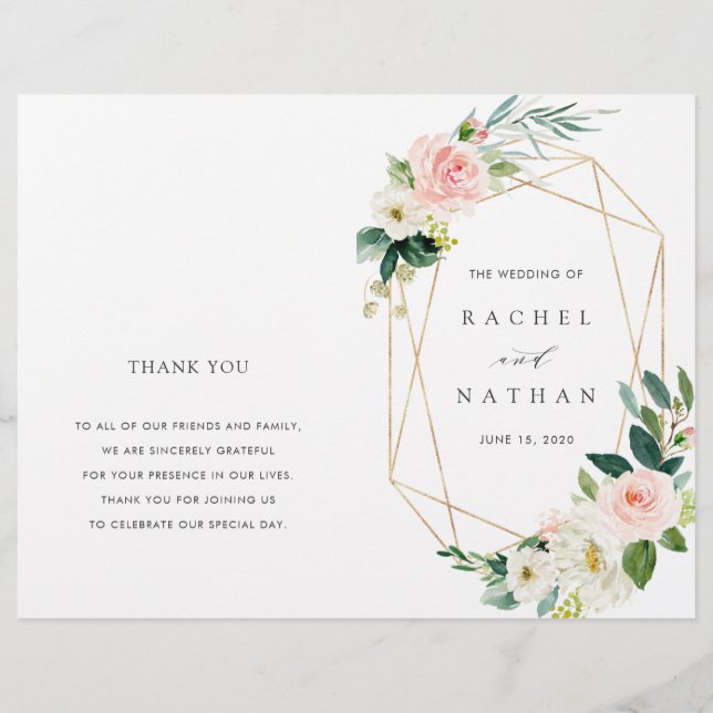  Bloom Guld Ram-Bröllopsprogram (Framsida)