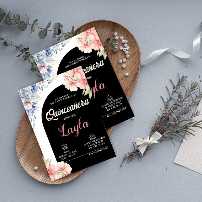 Bloom in i Quinceañera! Boho Blommigt Mis Quince Inbjudningar (Bloom into Quinceañera! Boho Floral Mis Quince Invitation)