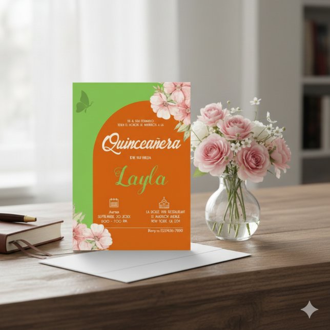 Bloom in i Quinceañera! Boho Blommigt Mis Quince Inbjudningar (Bloom into Quinceañera! Boho Floral Mis Quince Invitation)