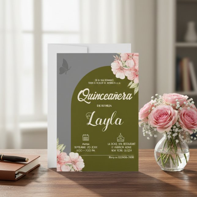 Bloom in i Quinceañera! Boho Blommigt Mis Quince Inbjudningar (Bloom into Quinceañera! Boho Floral Mis Quince Invitation)