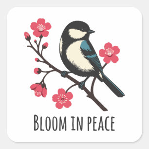 Bloom in Peace Fyrkantigt Klistermärke