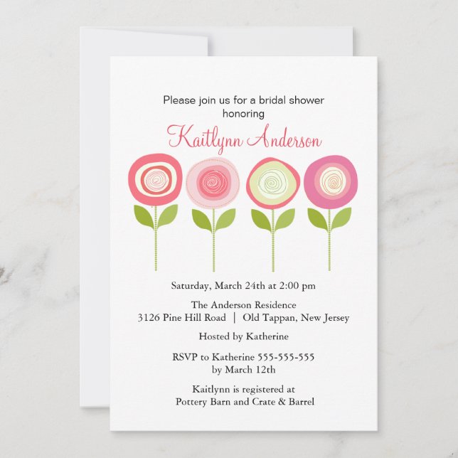 Bloom Inbjudningskort för möhippan (Framsida)