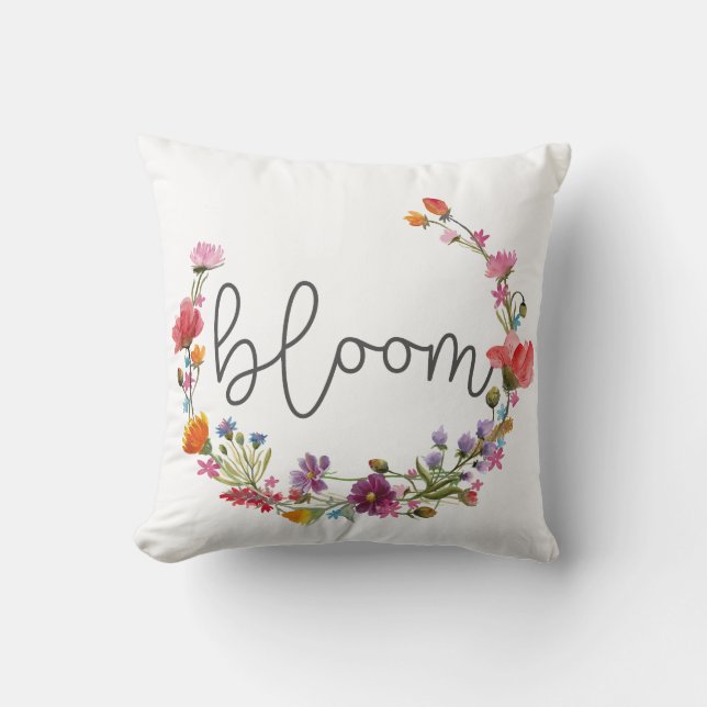 Bloom Inspirational Quote Boho blommigt wildblomma Kudde (Framsida)