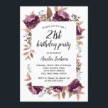 Bloom Lila Watercolor 21:a födelsedagsinbjudan Inbjudningar<br><div class="desc">Mer söt Modern Blommigt Watercolor Birthday-inbjudan i Little Bayleigh Store!</div>