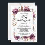 Bloom Lila Watercolor 40:e födelsedagsinbjudan Inbjudningar<br><div class="desc">Mer söt Modern Blommigt Watercolor Birthday-inbjudan i Little Bayleigh Store!</div>