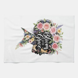 Bloom med Grace Elegant Blommigt inspirationskonst Kökshandduk