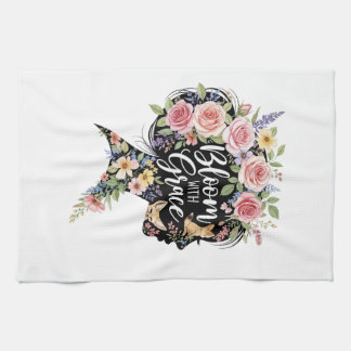 Bloom med Grace Elegant Blommigt inspirationskonst Kökshandduk