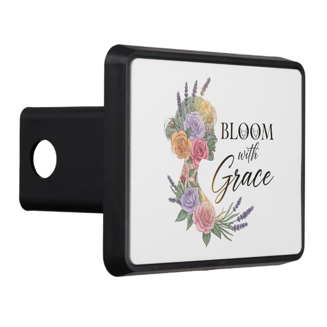 Bloom med Grace Elegant Blommigt Woman Silhouette Dragkroksskydd (Höger)