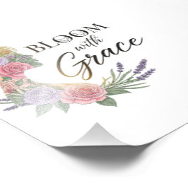 Bloom med Grace Elegant Blommigt Woman Silhouette Fototryck