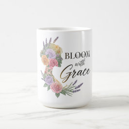 Bloom med Grace Elegant Blommigt Woman Silhouette Kaffemugg