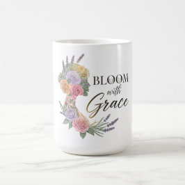 Bloom med Grace Elegant Blommigt Woman Silhouette Kaffemugg