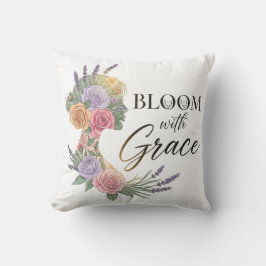 Bloom med Grace Elegant Blommigt Woman Silhouette Kudde