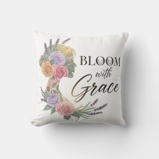 Bloom med Grace Elegant Blommigt Woman Silhouette Kudde