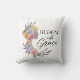 Bloom med Grace Elegant Blommigt Woman Silhouette Kudde