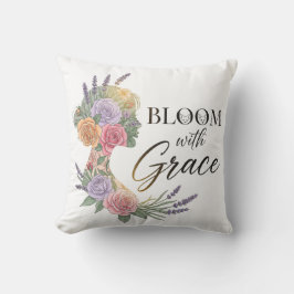 Bloom med Grace Elegant Blommigt Woman Silhouette Kudde