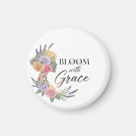 Bloom med Grace Elegant Blommigt Woman Silhouette Magnet