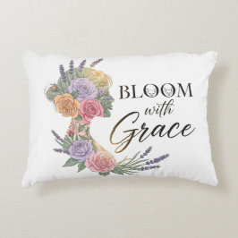 Bloom med Grace Elegant Blommigt Woman Silhouette Prydnadskudde