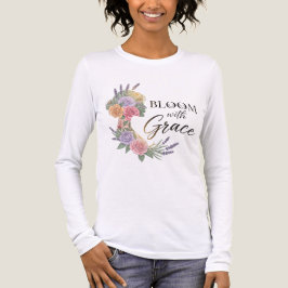 Bloom med Grace Elegant Blommigt Woman Silhouette T Shirt