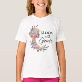 Bloom med Grace Elegant Blommigt Woman Silhouette T Shirt