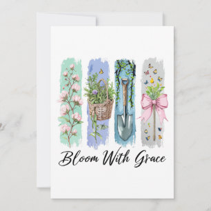 Bloom med Grace Garden Blommigt Art Inbjudningar