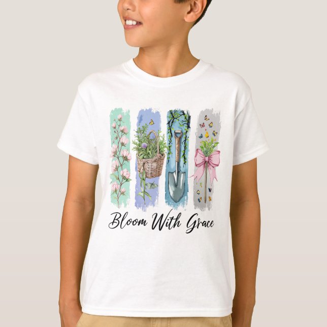 Bloom med Grace Garden Blommigt Art T Shirt (Framsida)