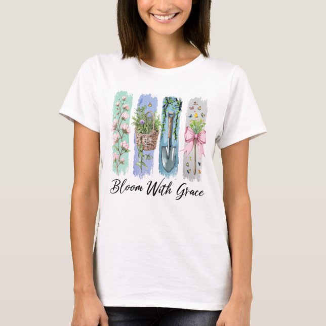 Bloom med Grace Garden Blommigt Art T Shirt (Framsida)