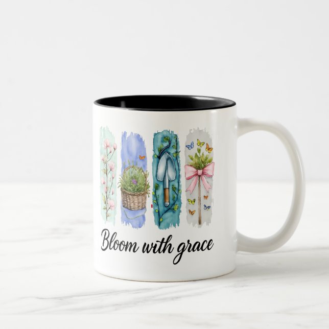 Bloom med Grace Garden Blommigt Art Två-Tonad Mugg (Höger)