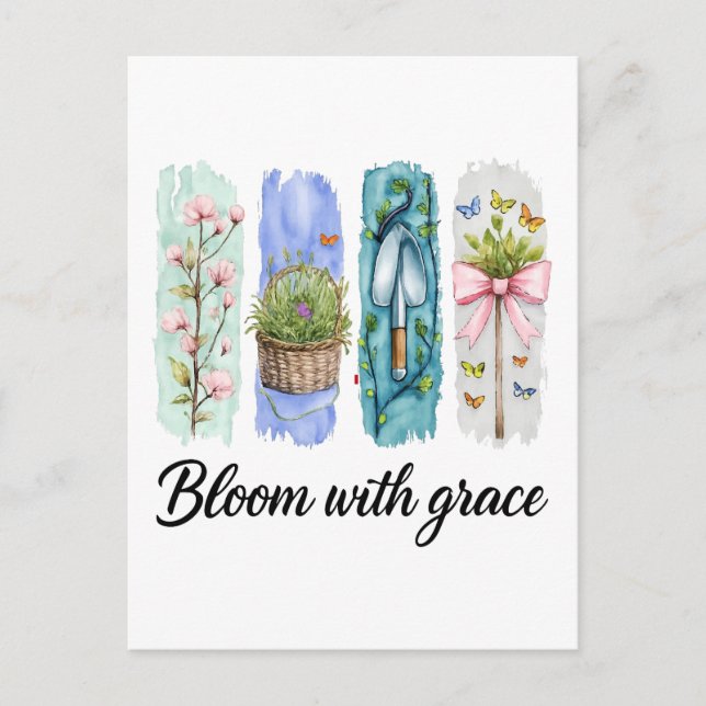 Bloom med Grace Garden Blommigt Art Vykort (Framsida)