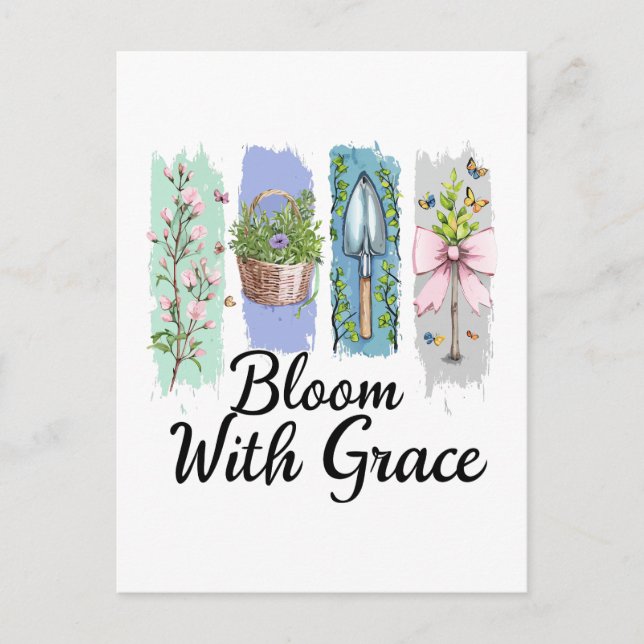 Bloom med Grace Garden Blommigt Art Vykort (Framsida)